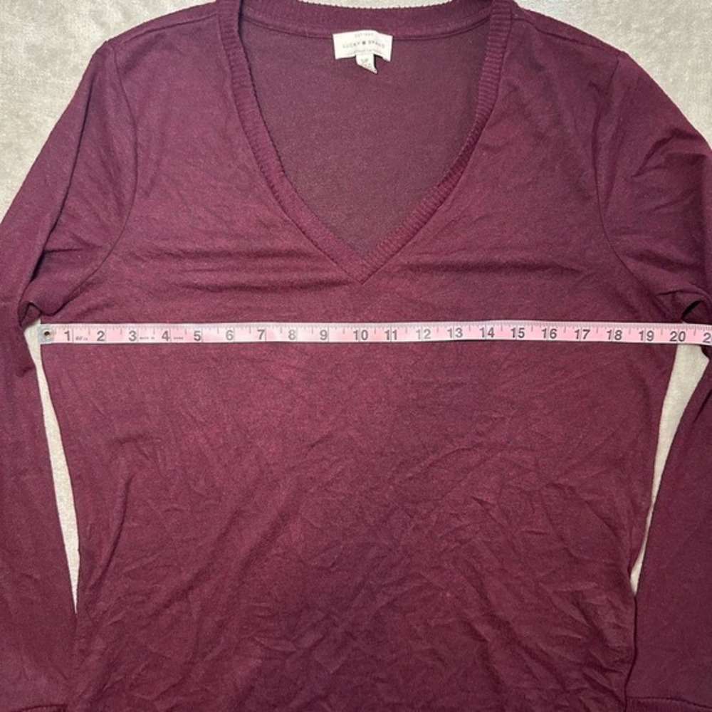 Lucky Brand Sweater Women Sz S Purple V-Neck Lightweight Casual Academia Preppy - Picture 4 of 10